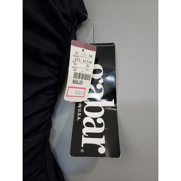 NEW Vintage Gabar Swimwear Womens 1 PC Swimsuit Size 10 Solid Black Retro 80s - Picture 5 of 11